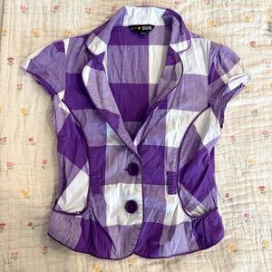Vintage Y2K Purple and White Checkered Blazer🤍💟